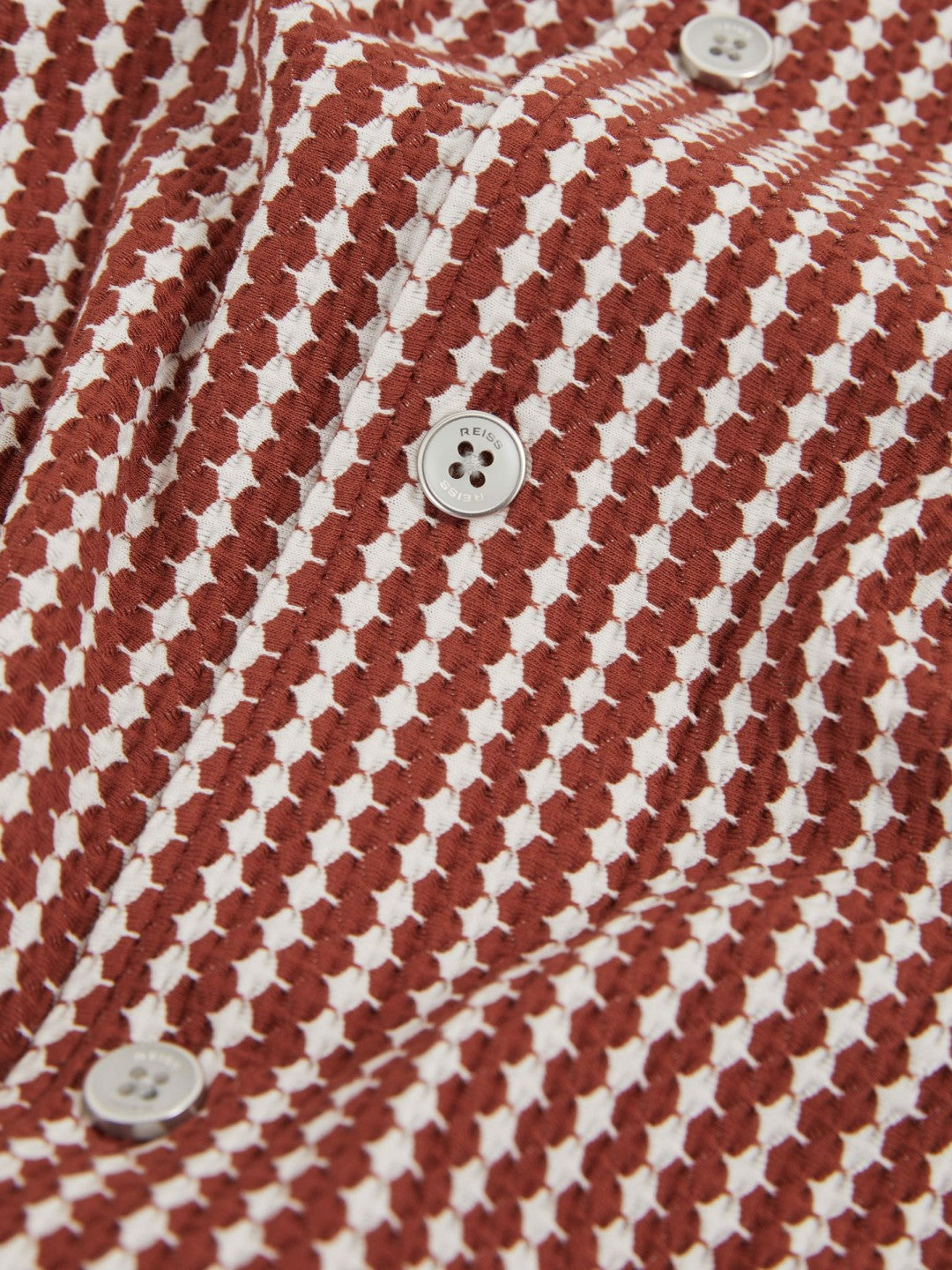 Textured-Stripe Cuban-Collar Shirt Rust Red/White | Men