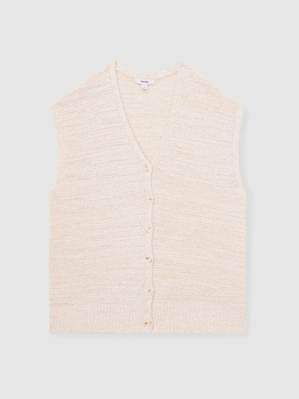 Cotton-Linen Button-Through Knit Top Ivory | Women