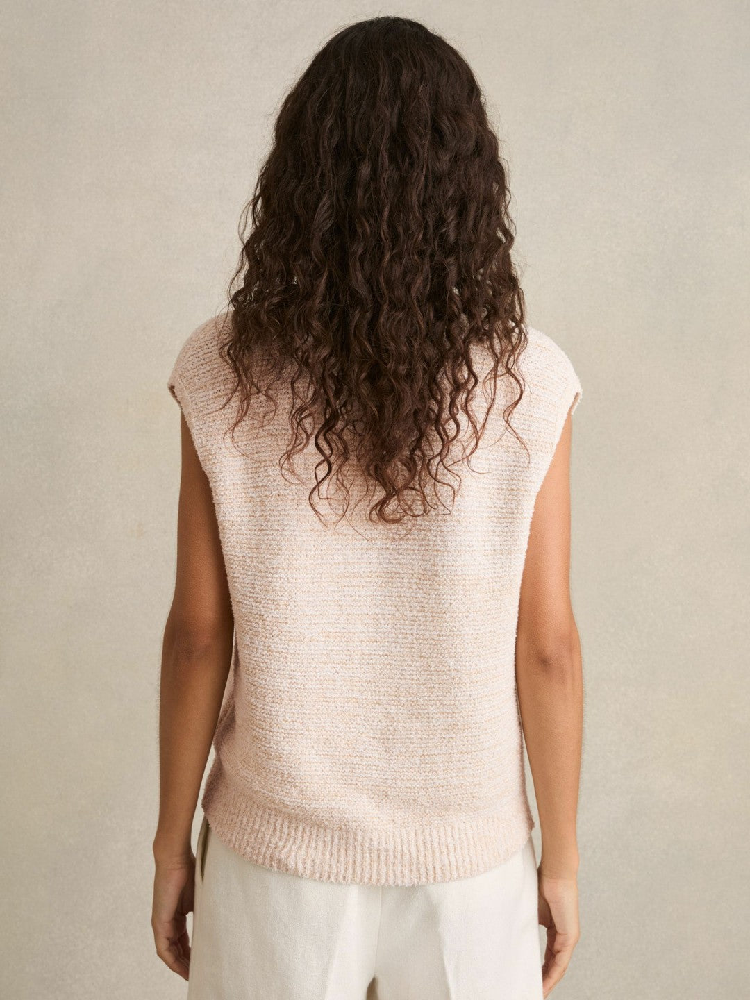 Cotton-Linen Button-Through Knit Top Ivory | Women