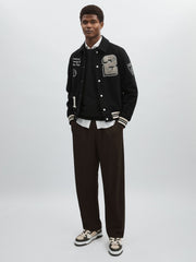Les Deux Wool-Blend Varsity Jacket Black | Men
