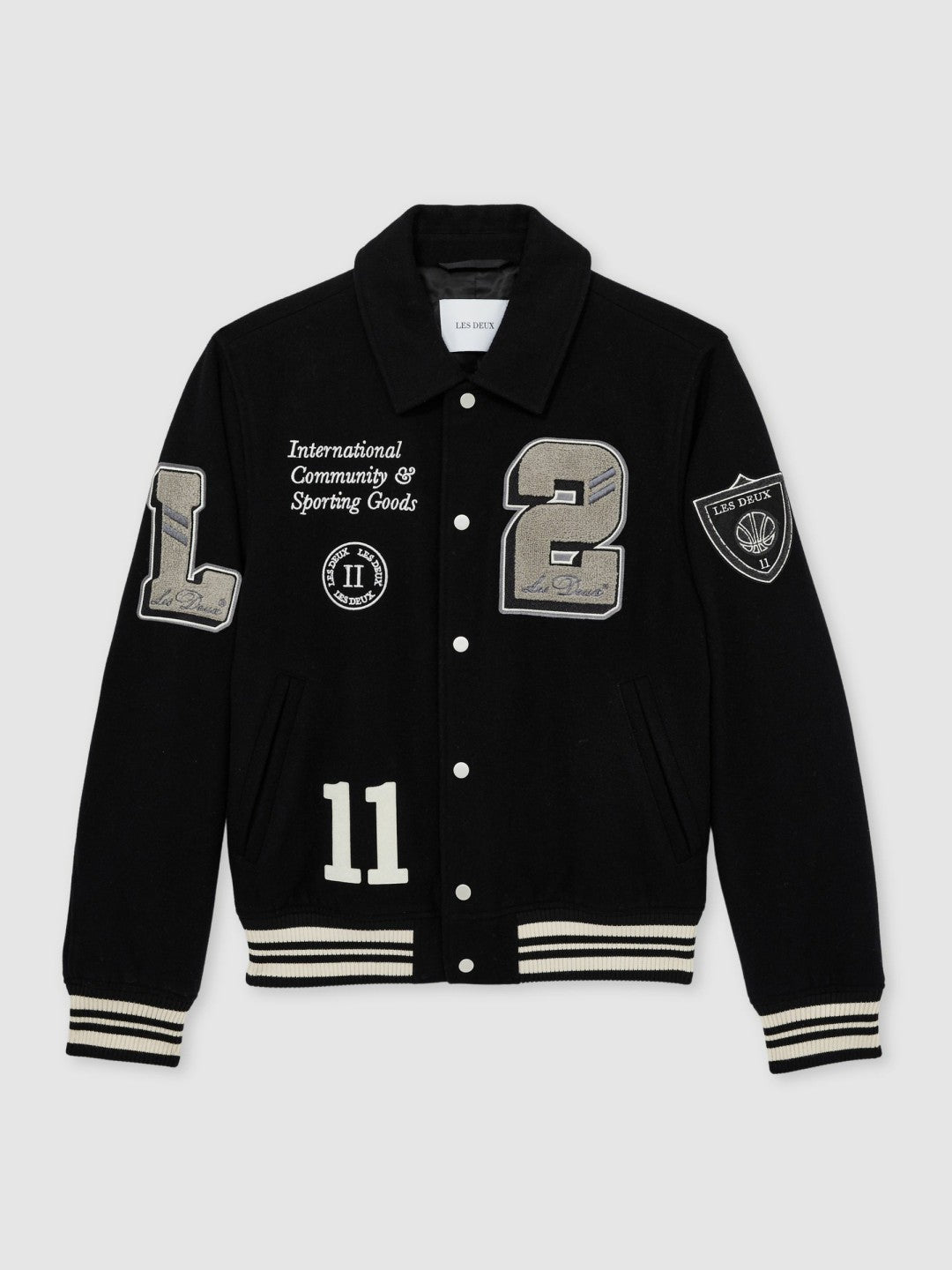Les Deux Wool-Blend Varsity Jacket Black | Men