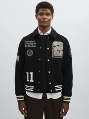 Les Deux Wool-Blend Varsity Jacket Black | Men