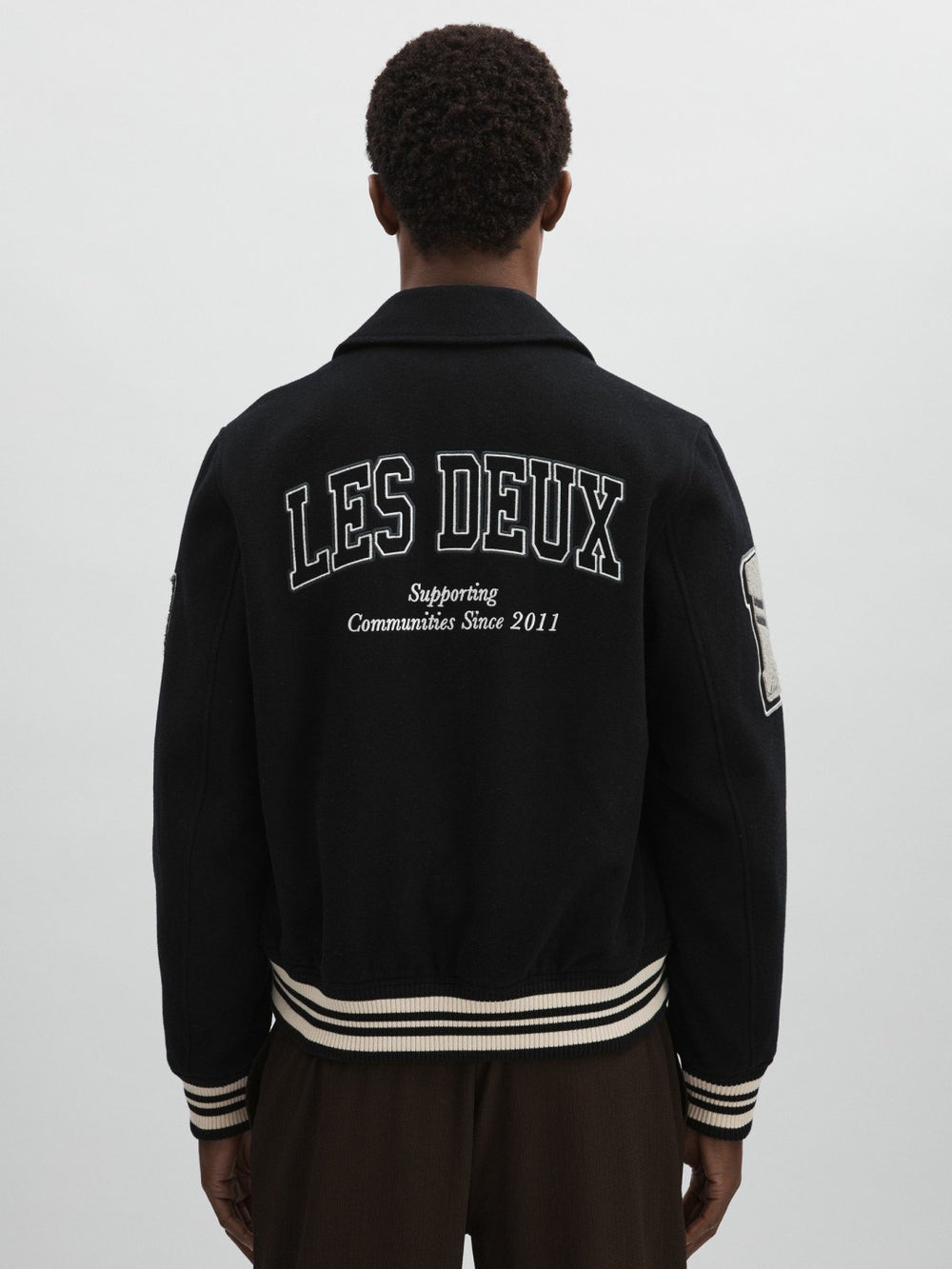 Les Deux Wool-Blend Varsity Jacket Black | Men
