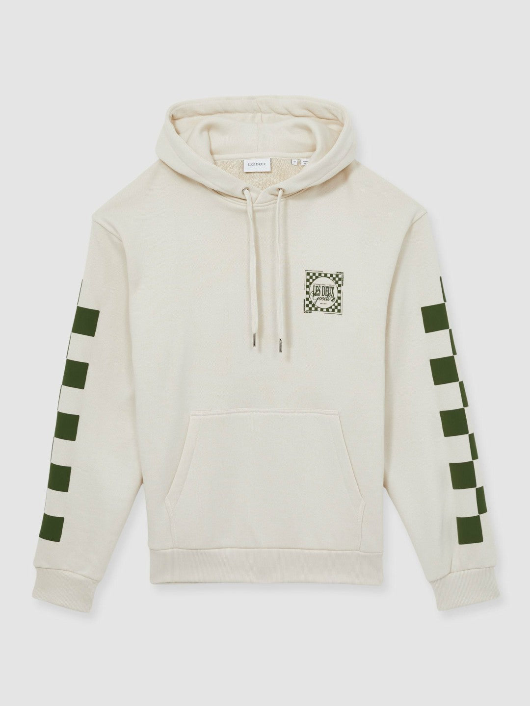 Les Deux 100% Cotton Goods Print Hoodie Ivory/Green | Men