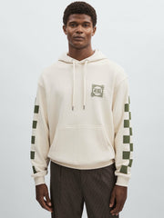 Les Deux 100% Cotton Goods Print Hoodie Ivory/Green | Men