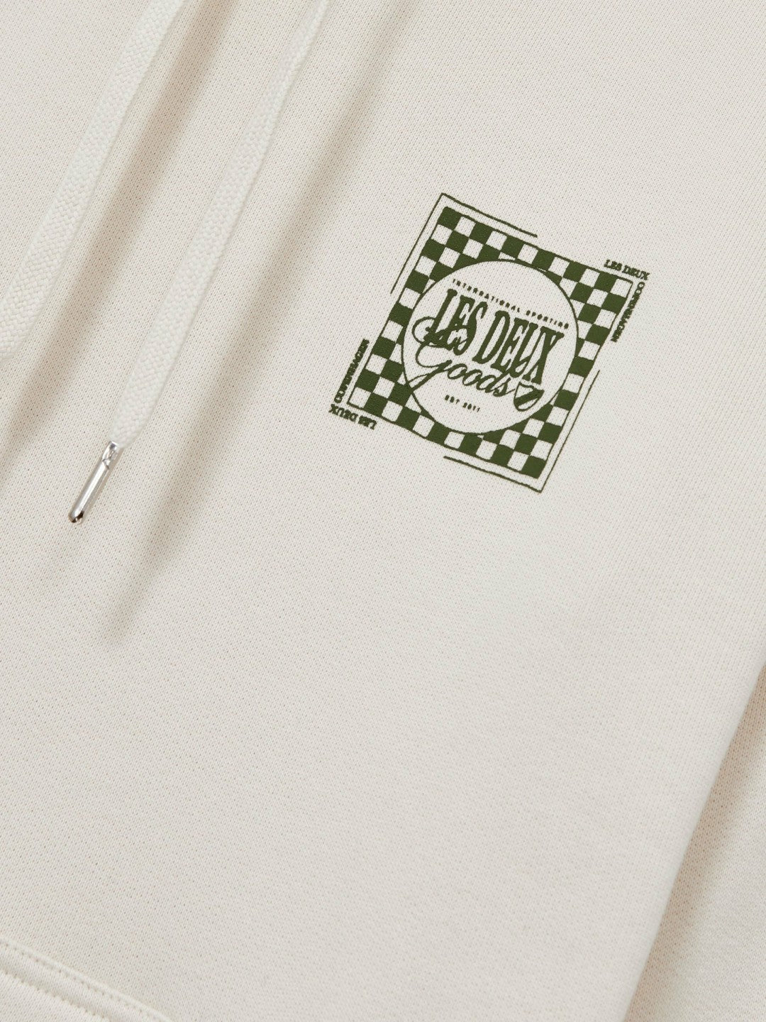 Les Deux 100% Cotton Goods Print Hoodie Ivory/Green | Men