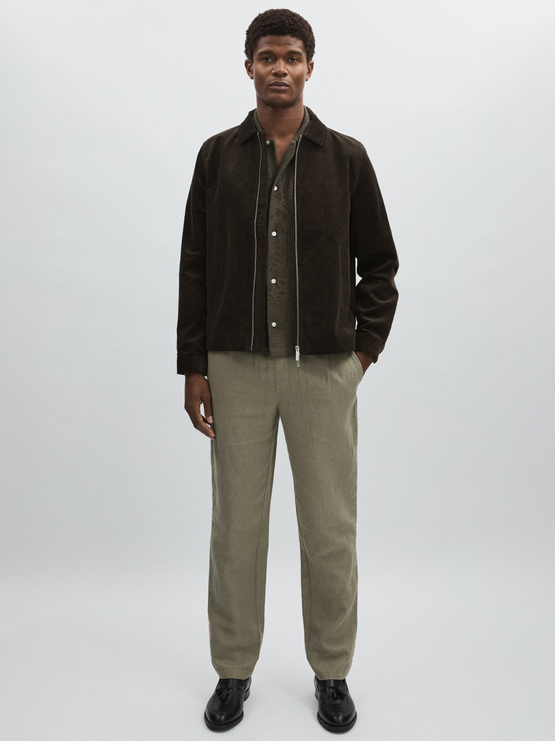 Les Deux Drawstring Trousers Green/Ivory | Men