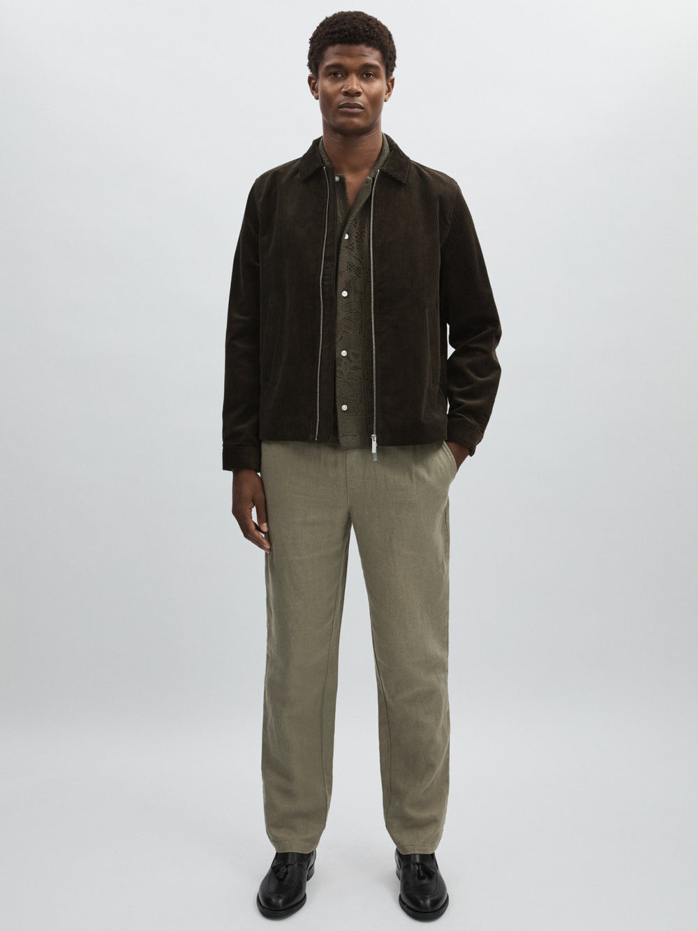 Les Deux Drawstring Trousers Green/Ivory | Men