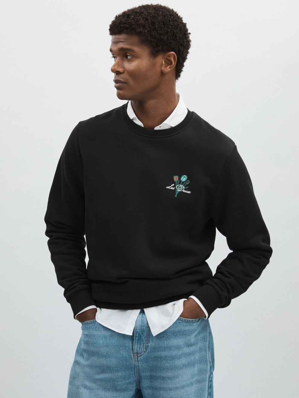 Les Deux Cotton Café Sweatshirt Black Print | Men