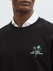 Les Deux Cotton Café Sweatshirt Black Print | Men