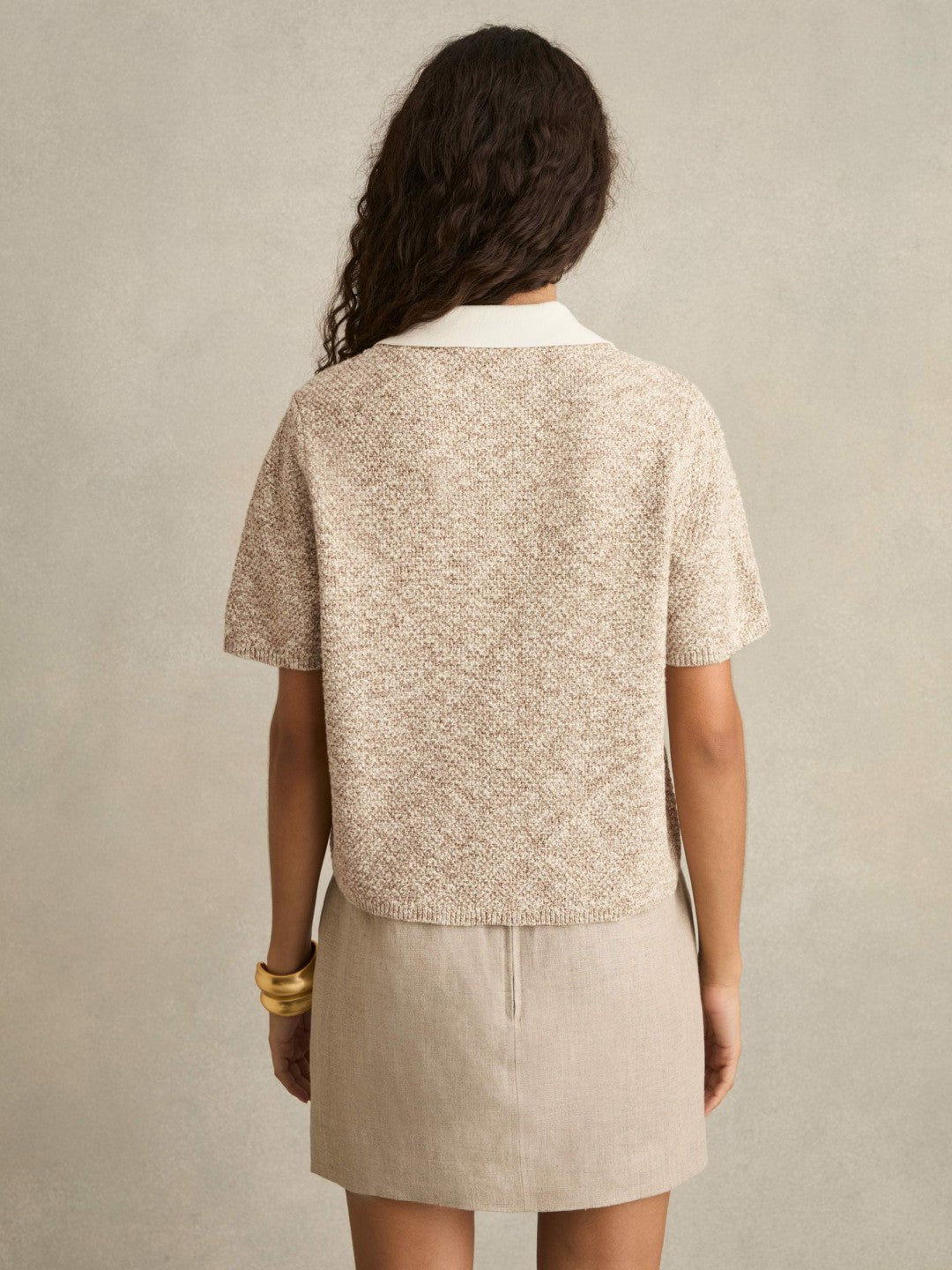 Cotton-Blend Knit Polo Shirt Neutral | Women