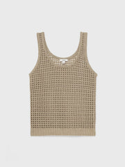 Linen Open Knit Vest Stone | Women