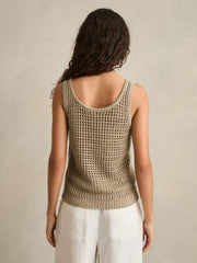 Linen Open Knit Vest Stone | Women