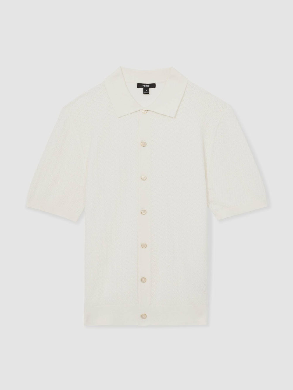 Textured Knit Button-Through Shirt White | Men
