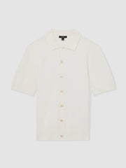 Textured Knit Button-Through Shirt White | Men