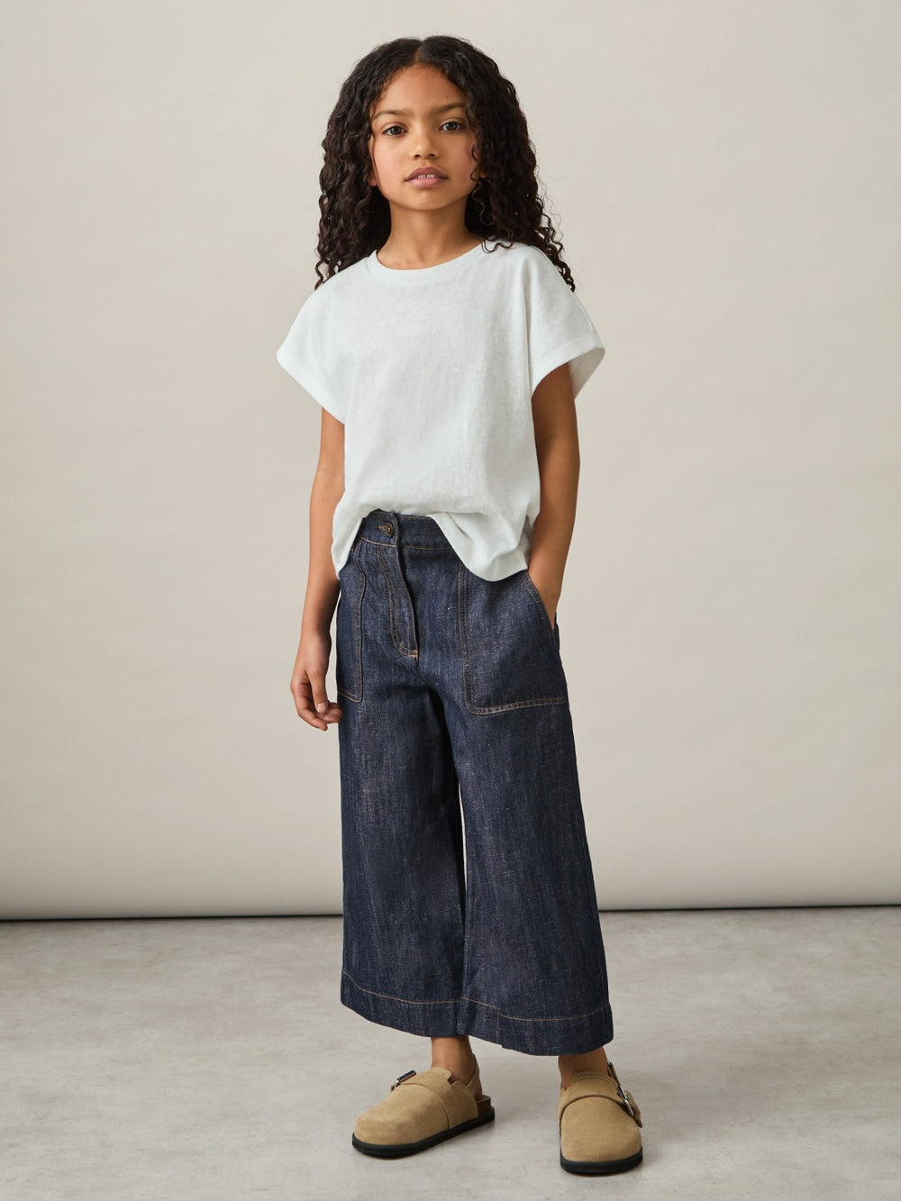 4-9 yrs Cotton-Linen Wide Leg Trousers Indigo | Children & Baby