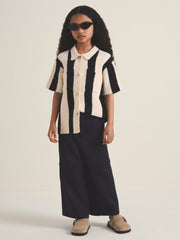 13-14 yrs  | Les 100 Ciels Stripe Knit Shirt Black | Children & Baby