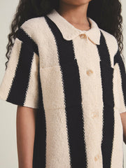 13-14 yrs  | Les 100 Ciels Stripe Knit Shirt Black | Children & Baby