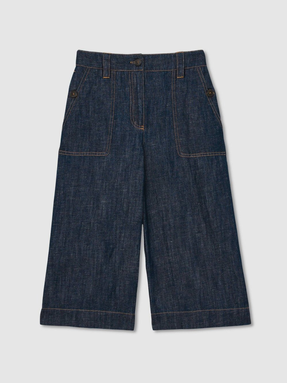 13-14 yrs Cotton-Linen Wide Leg Trousers Indigo | Children & Baby