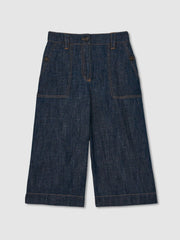 13-14 yrs Cotton-Linen Wide Leg Trousers Indigo | Children & Baby