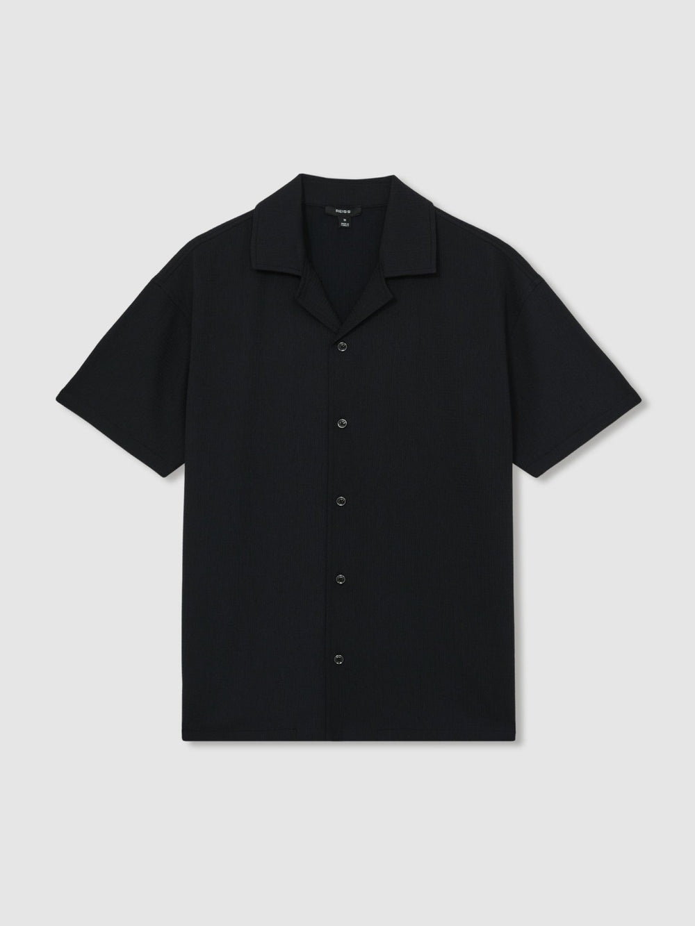 Textured Crepe Cuban Collar Shirt Navy | Men