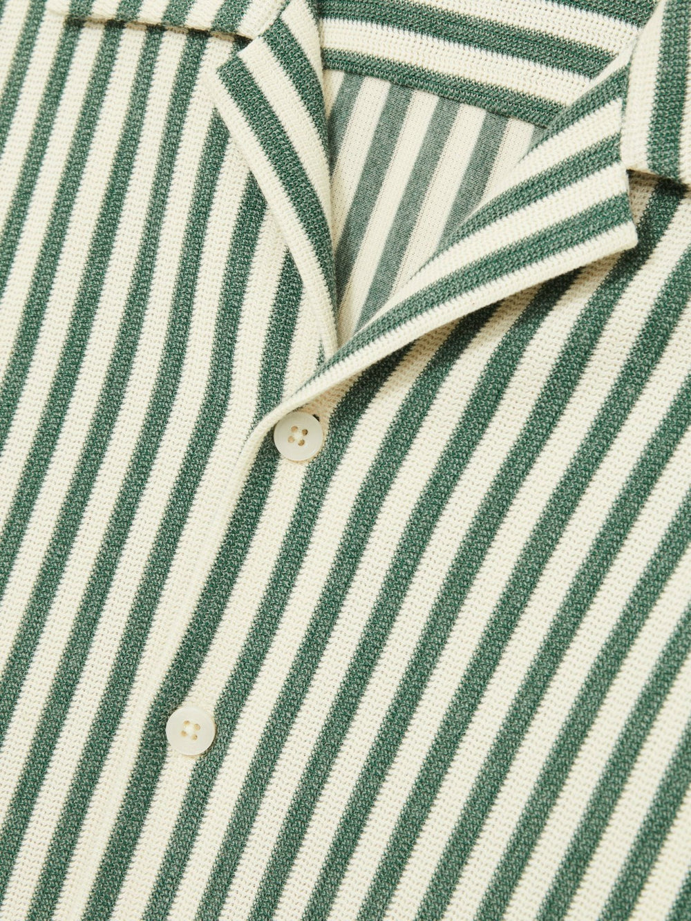 Textured Stripe Cuban-Collar Shirt Green/White | Men