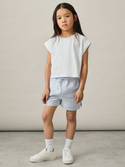 4-9 yrs Cotton-Linen Drawstring Shorts Soft Blue | Children & Baby