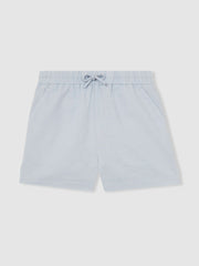 4-9 yrs Cotton-Linen Drawstring Shorts Soft Blue | Children & Baby