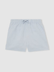 13-14 yrs Cotton-Linen Drawstring Shorts Soft Blue | Children & Baby