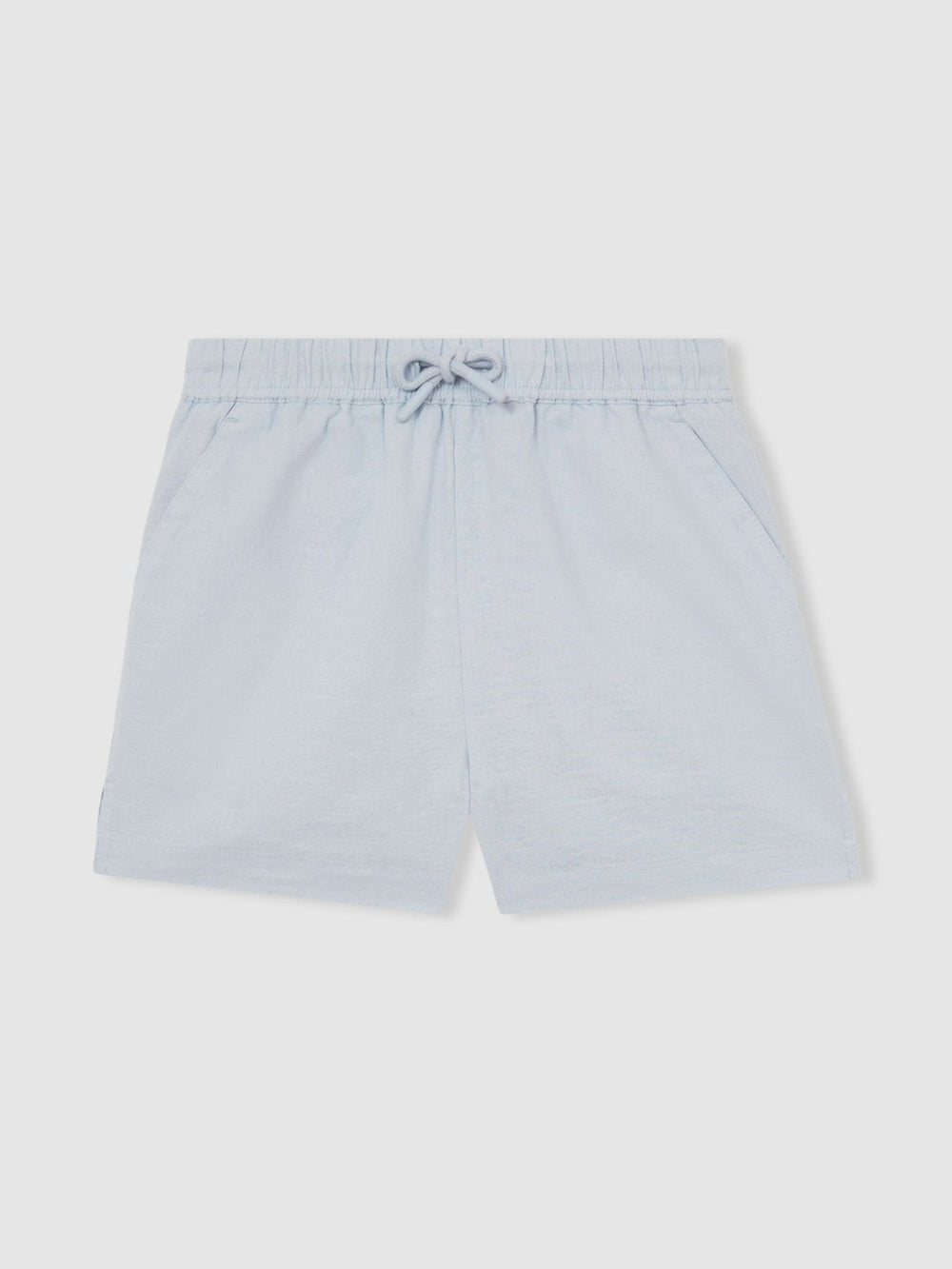 9-13 yrs Cotton-Linen Drawstring Shorts Soft Blue | Children & Baby