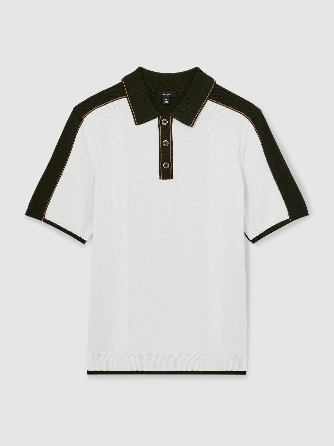 Colour-Block Knit Polo Shirt Optic White/Green | Men
