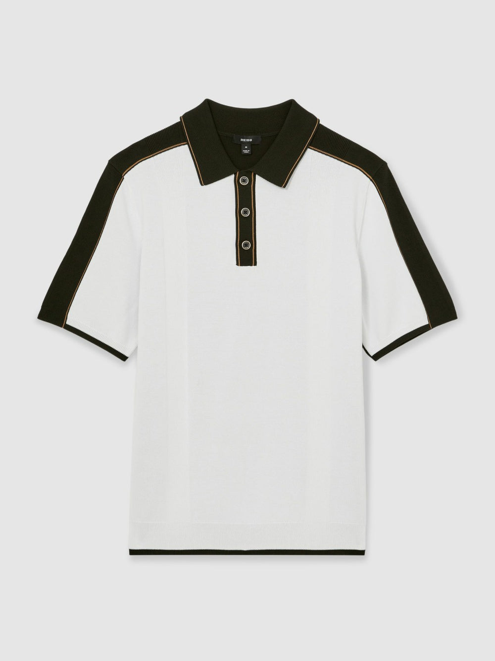 Colour-Block Knit Polo Shirt Optic White/Green | Men