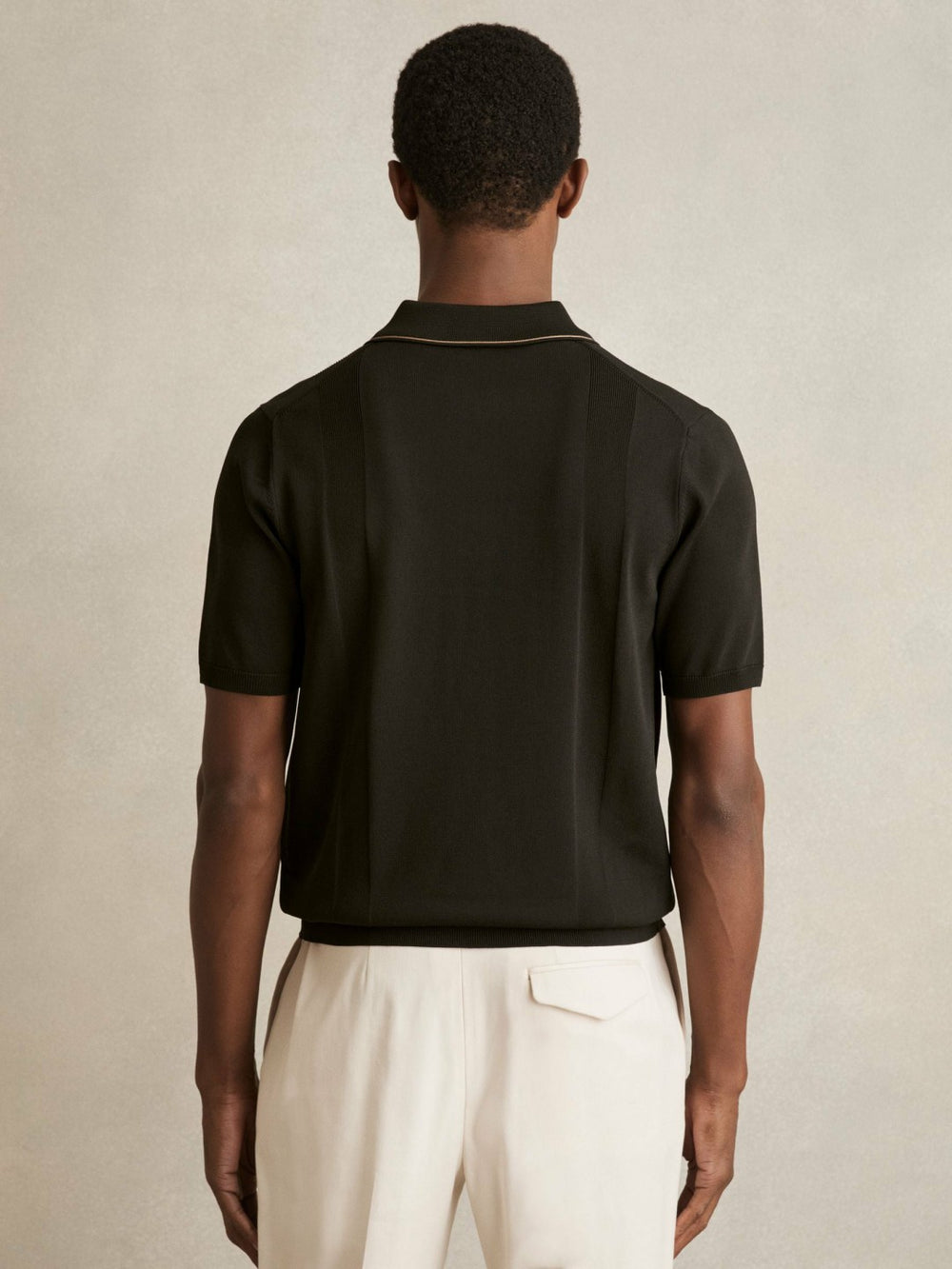 Colour-Block Knit Polo Shirt Optic White/Green | Men