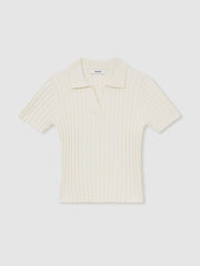 9-13 yrs Rib-Knit Polo Top Ivory | Children & Baby