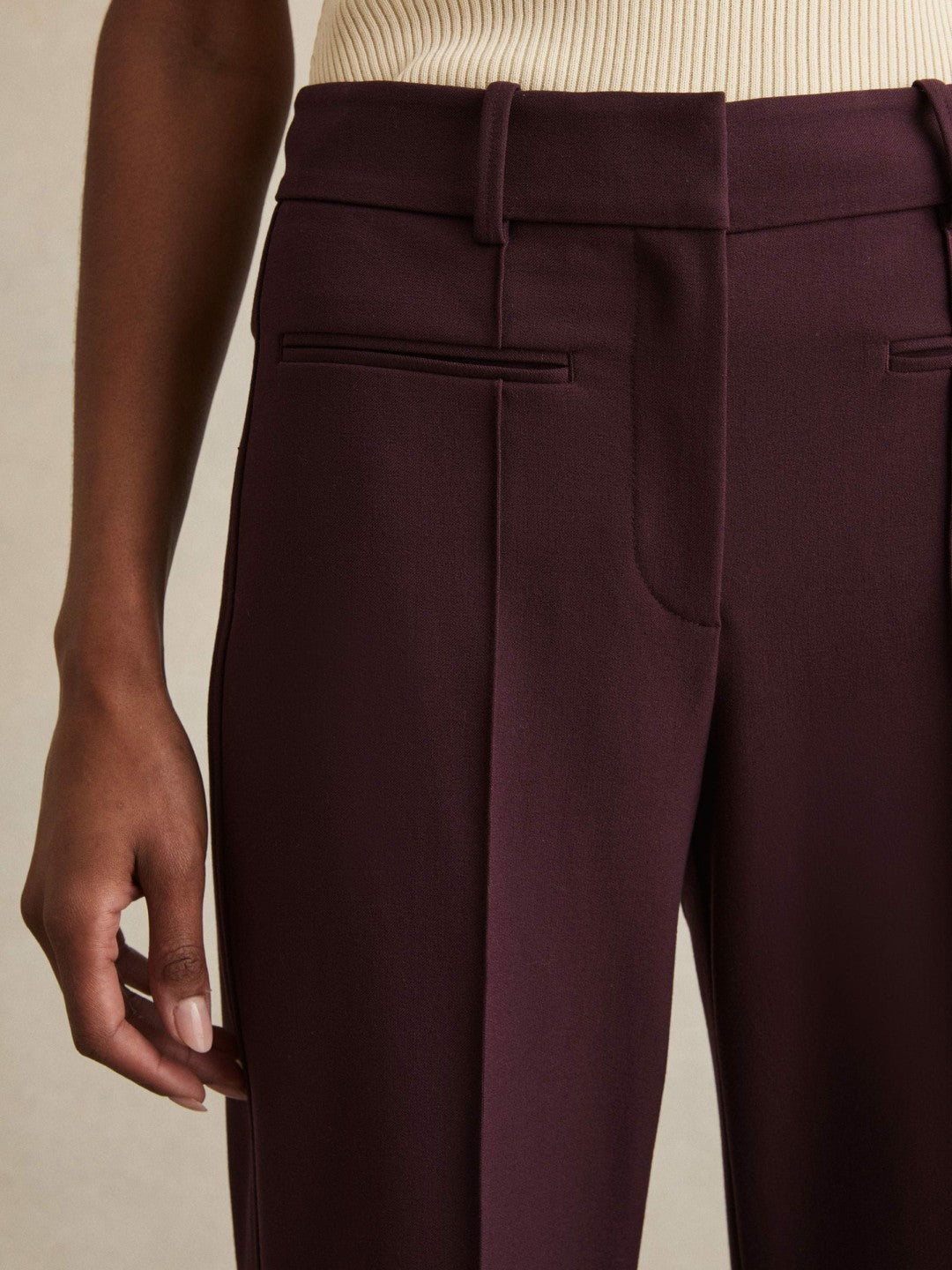 High Rise Flared Trousers Burgundy | Women