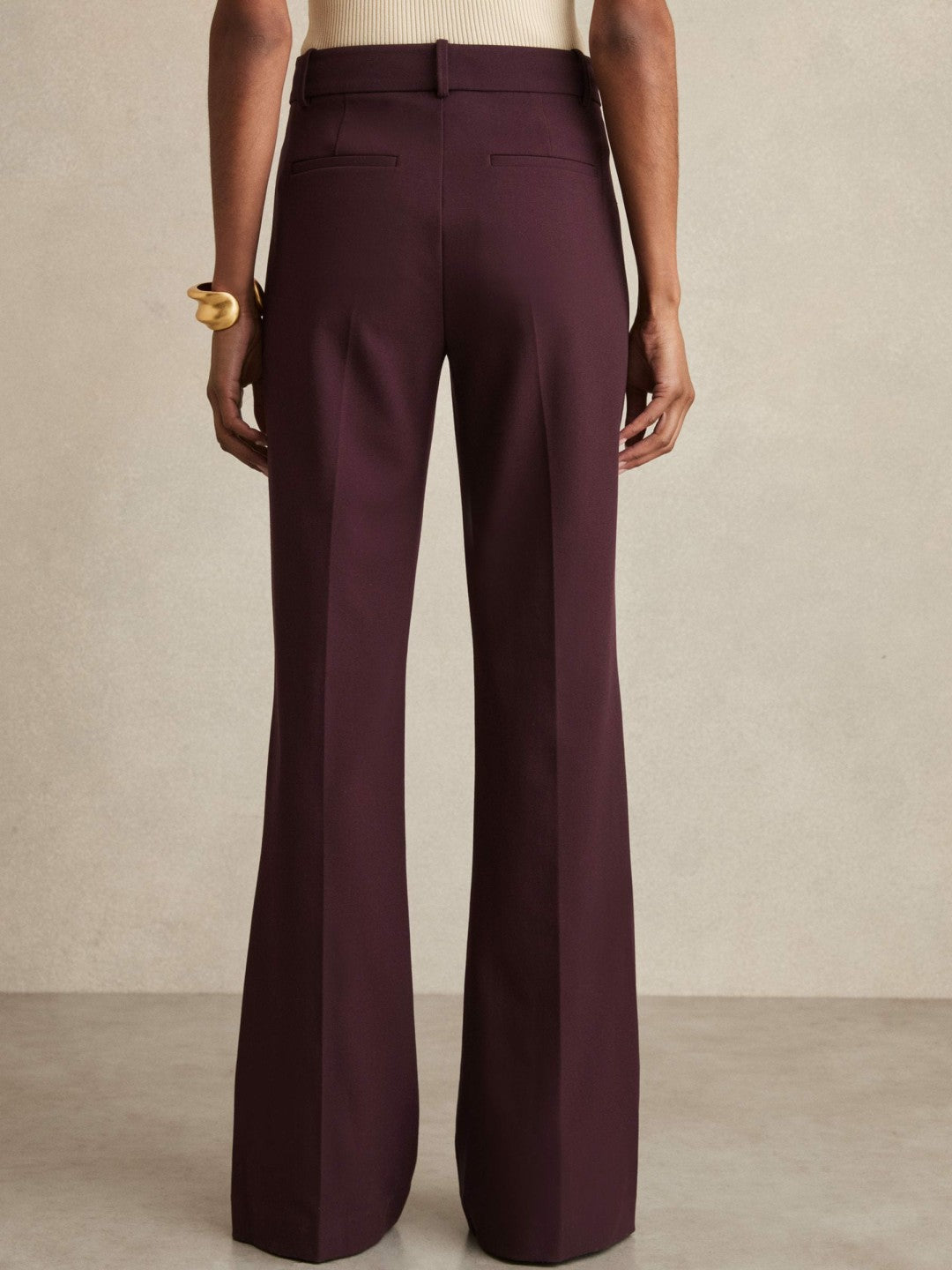 High Rise Flared Trousers Burgundy | Women