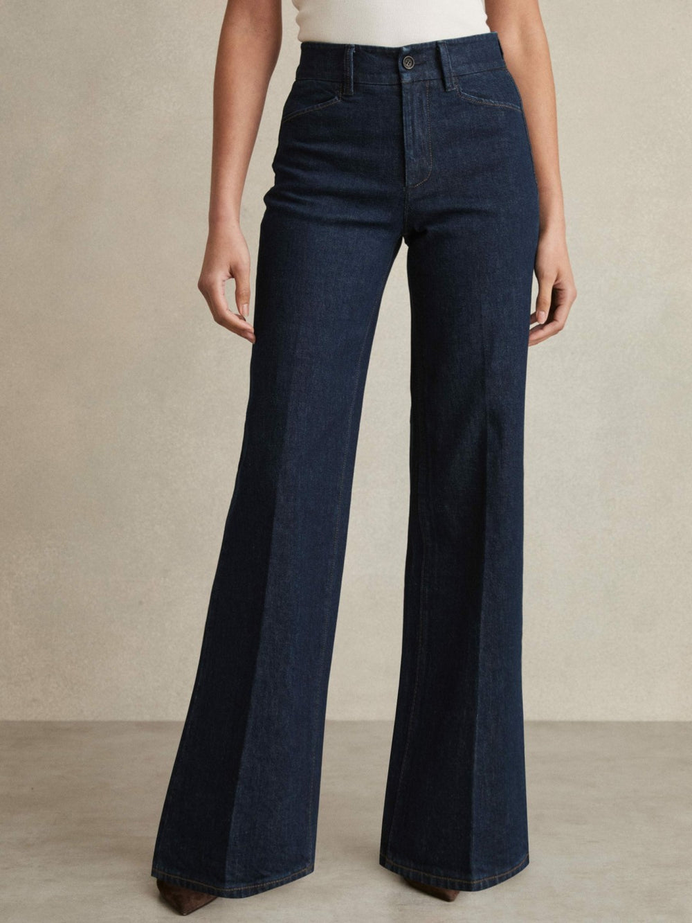Paige Petite Wide-Leg Jeans Dark Edinburgh Blue | Women