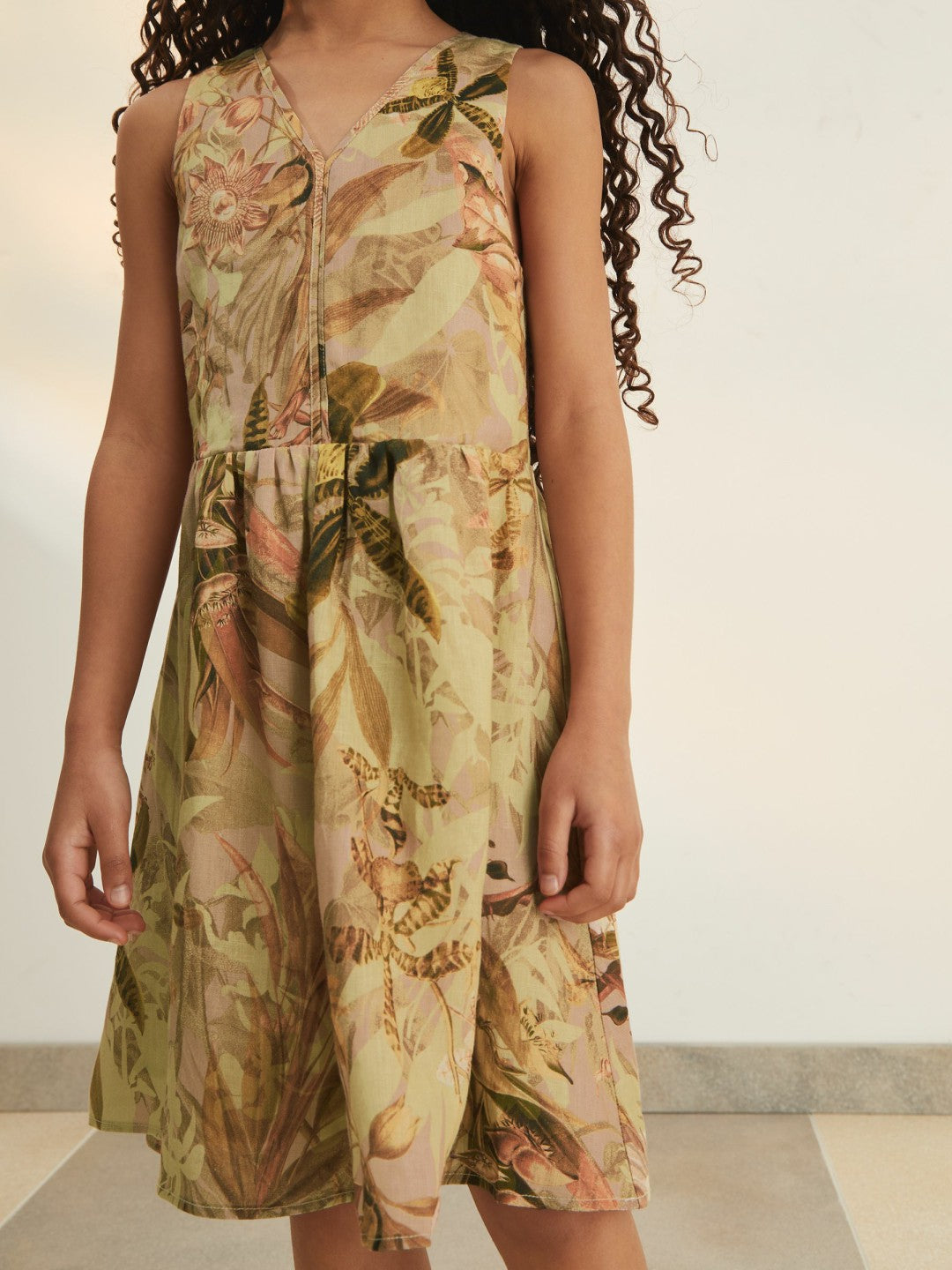 4-9 yrs  | NYBG Floral-Print Midi Dress Khaki | Children & Baby