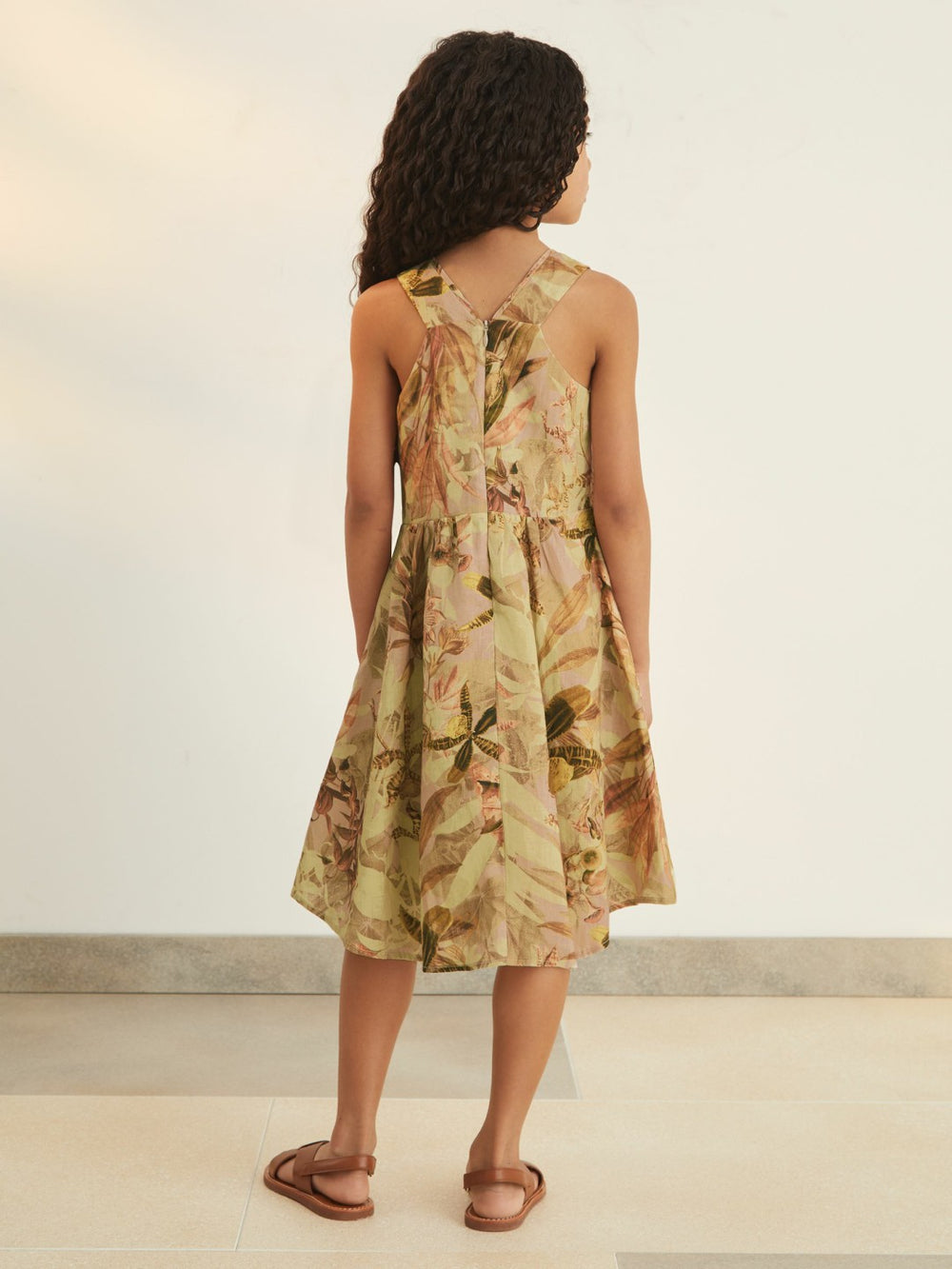 9-13 yrs  | NYBG Floral-Print Midi Dress Khaki | Children & Baby