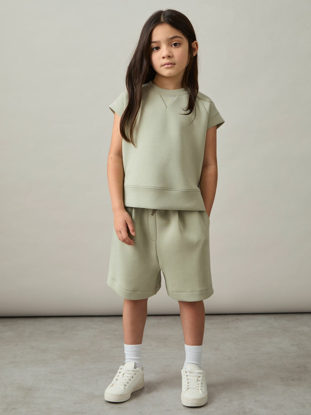 9-13 yrs Modal-Blend Sweatshirt And Shorts Set Sage | Children & Baby