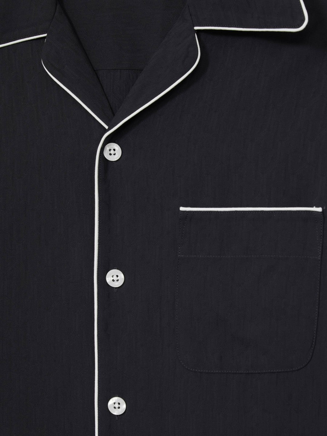 Cuban Collar Shirt with Piping Detail Shirt Navy | Men