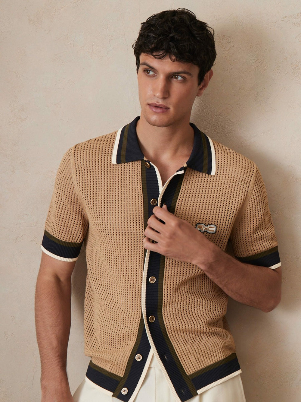 | Ché Crochet Tipped Shirt Camel | Men