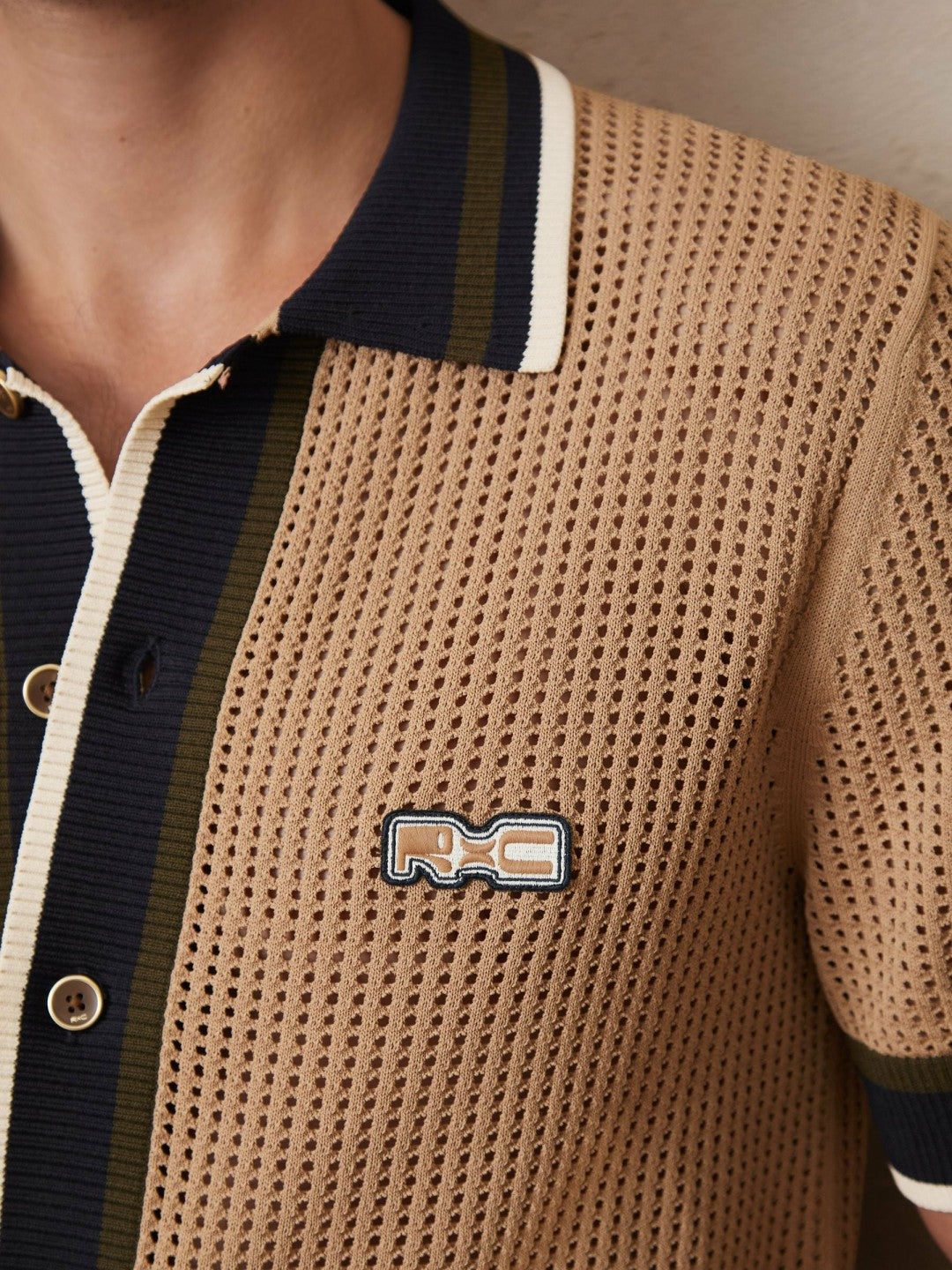| Ché Crochet Tipped Shirt Camel | Men
