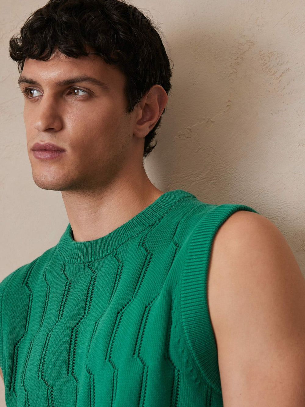 Ché Pointelle Crew-Neck Vest Bright Green | Men