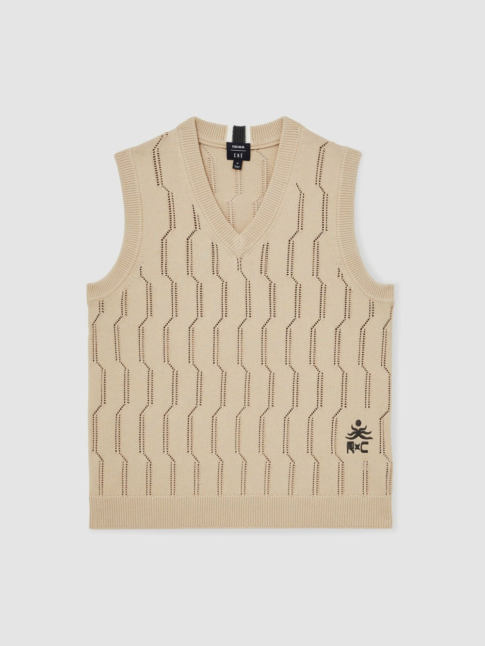 | Ché Pointelle V-Neck Vest Stone | Men