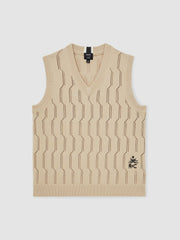 | Ché Pointelle V-Neck Vest Stone | Men