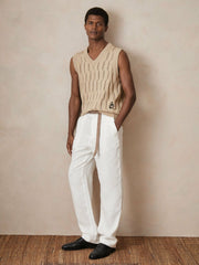 | Ché Pointelle V-Neck Vest Stone | Men