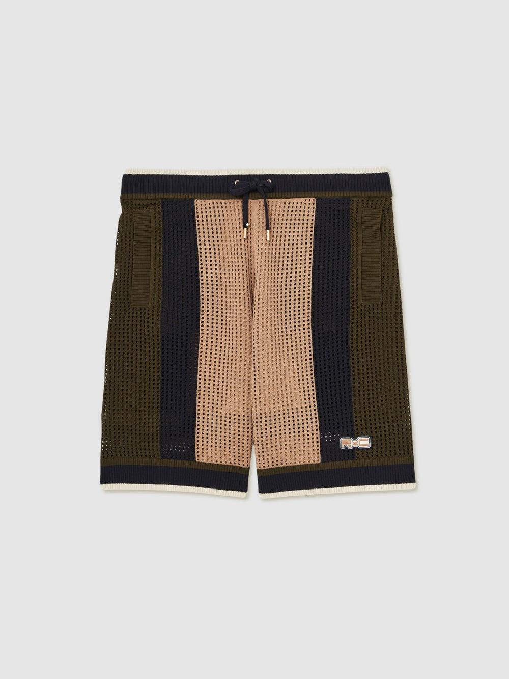 | Ché Crochet Colour-Block Shorts Camel/Green | Men