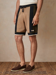 | Ché Crochet Colour-Block Shorts Camel/Green | Men