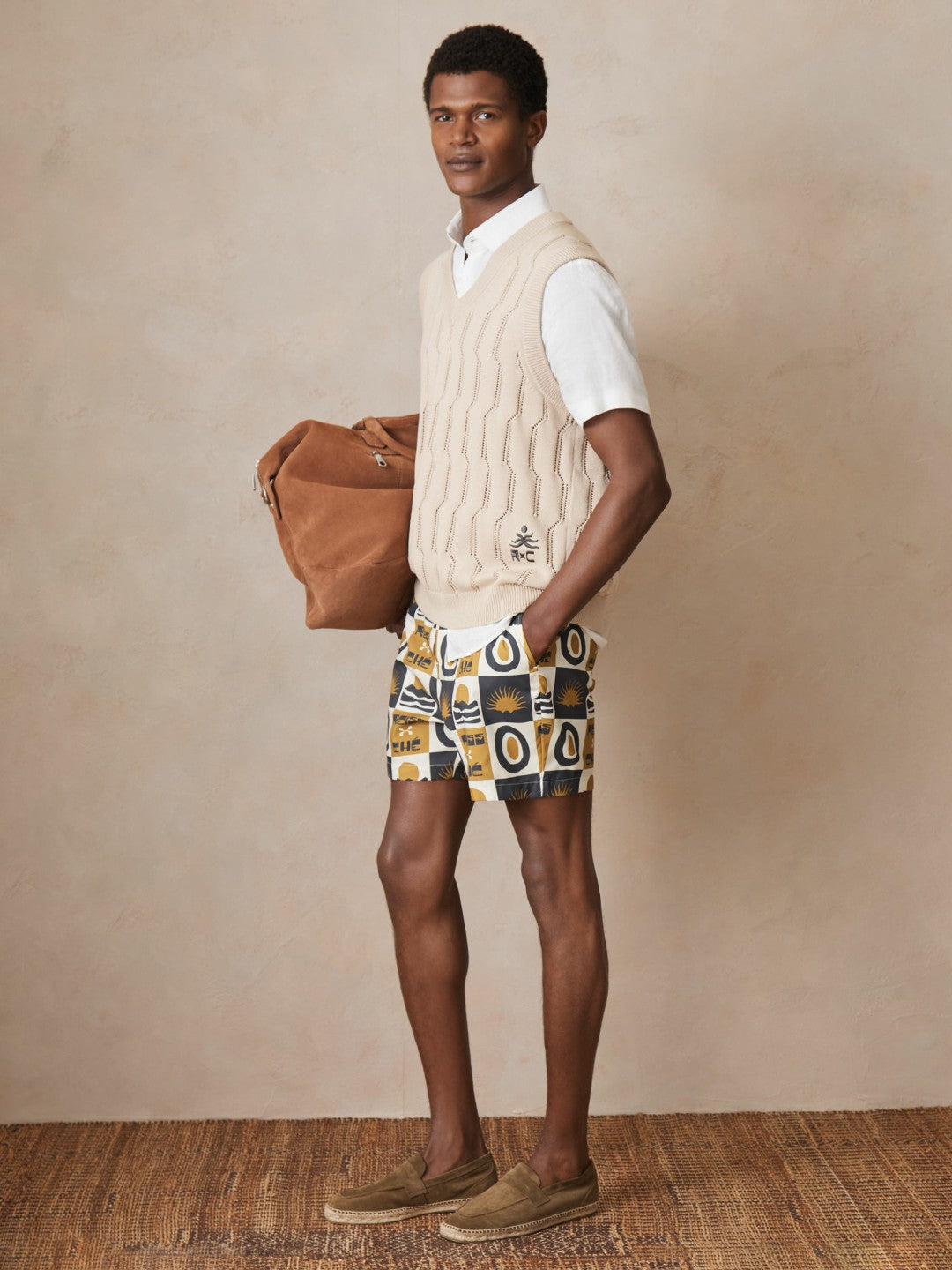 | Ché Sunset-Print Swim Shorts Olive Green | Men